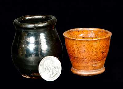 Lot of Two: Miniature Redware Crocks