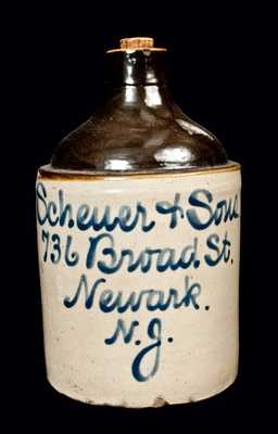 Newark, NJ Stoneware Advertising Jug, Fulper Pottery