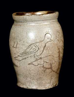 Small Stoneware Jar w/ Incised Birds, Dated 1821