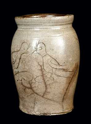 Small Stoneware Jar w/ Incised Birds, Dated 1821