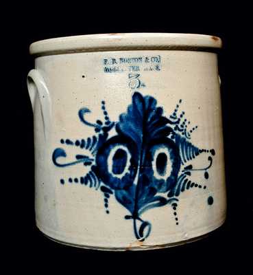 F. B. NORTON /WORCESTER, MASS Stoneware Floral-Decorated Crock