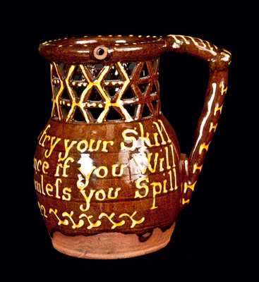 1822 English Redware Puzzle Jug