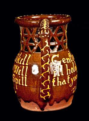 1822 English Redware Puzzle Jug