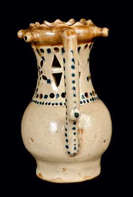 English Stoneware Puzzle Jug with Cobalt Dots