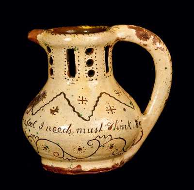 1810 English Redware Puzzle Jug