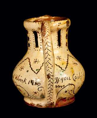 1810 English Redware Puzzle Jug