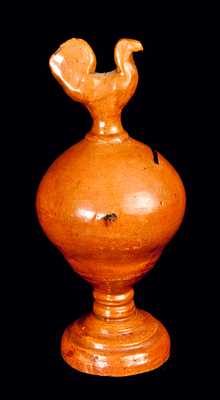 Redware Bank with Rooster Finial