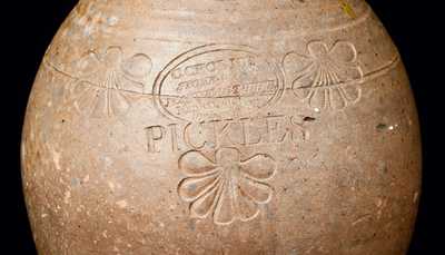 Exceptional CROLIUS Stoneware PICKLES Jar w/ Impressed Shell Design