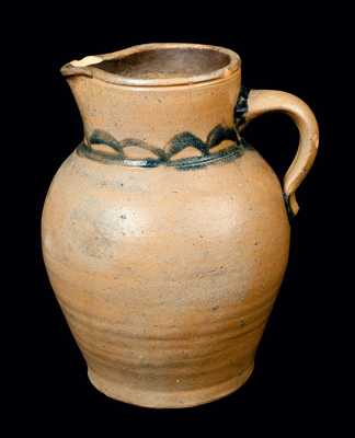 Cobalt-Decorated Stoneware Pitcher, probably Ohio