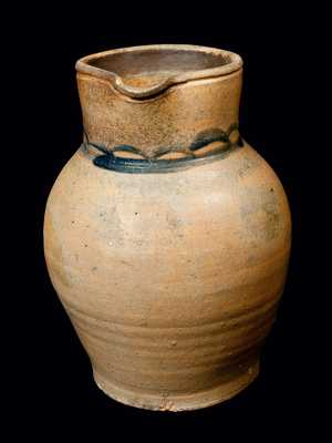 Cobalt-Decorated Stoneware Pitcher, probably Ohio