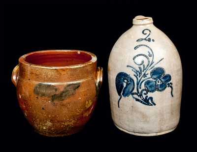 Lot of Two: Stoneware Jug and Stoneware Jar