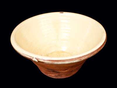 Large Redware Bowl With Yellow-Slip Interior