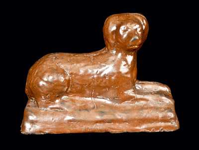 Albany Slip Stoneware Reclining Dog Figure, WV or OH