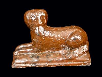 Albany Slip Stoneware Reclining Dog Figure, WV or OH