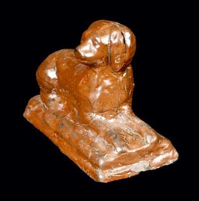 Albany Slip Stoneware Reclining Dog Figure, WV or OH