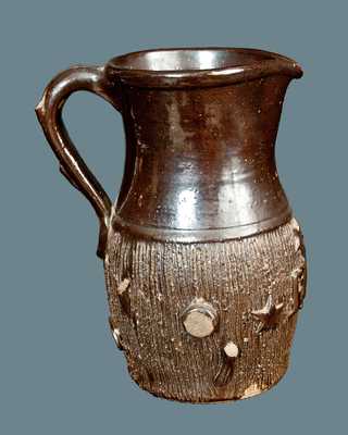 Albany Slip Stoneware Pitcher with Applied Initials and Stars, probably OH