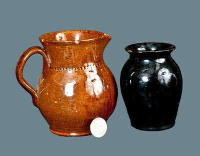 Lot of Two: Small Redware Jar and Small Redware Pitcher