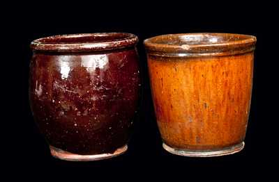 Lot of Two: Small Redware Jar and Redware Flowerpot