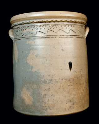 Outstanding 10 Gal. Ohio Stoneware Crock w/ Incised Peacock