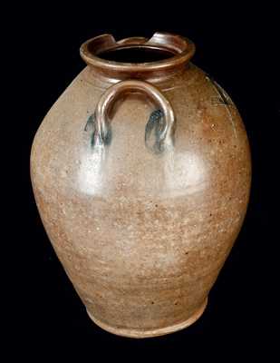 New England Ovoid Stoneware Jar w/ Incised Masonic Symbol