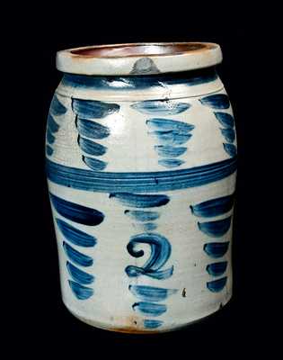 Two-Gallon Heavily-Decorated Western PA Stoneware Crock