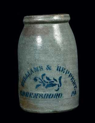 WILLIAMS & REPPERT Stoneware Canning Jar, Greensboro, PA
