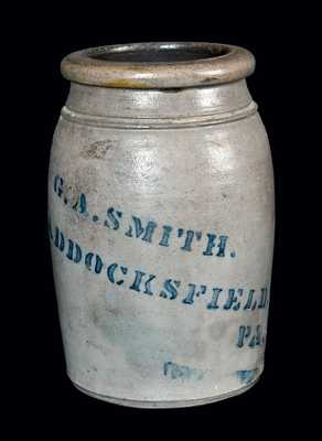 BRADDOCKSFIELD, PA Stoneware Advertising Crock (Braddock / Pittsburgh)