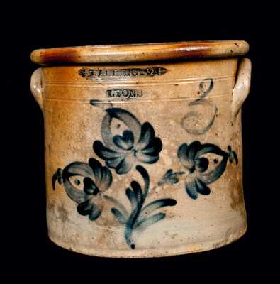 T. HARRINGTON / LYONS (New York) Three-Gallon Stoneware Crock