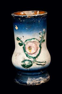Stoneware Painted Vase with Applied Flower