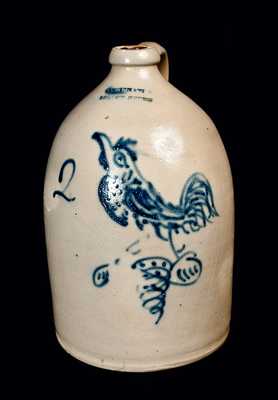 Rare CINCINNATI LIQUOR STORE Stoneware Jug w/ Rooster (W. H. Farrar, Geddes, NY)