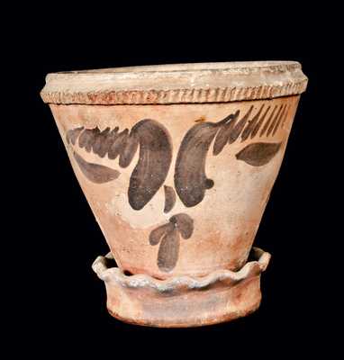 Large Redware Flowerpot, SOLOMON BELL / STRASBURG / VA