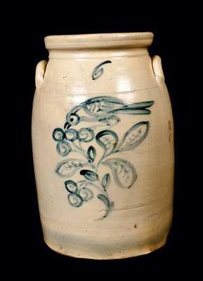 Outstanding MACQUOID (New York City) Stoneware Churn w/ Bird and Cherries