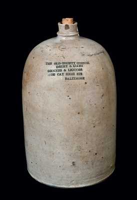 THE OLD COUNTY CORNER Baltimore Stoneware Liquor Jug