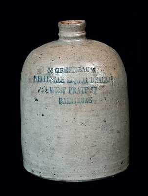 M. GREENBAUM Baltimore Stoneware Whiskey Jug
