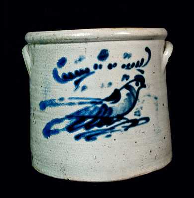 Four-Gallon Stoneware Crock with Bird Decoration