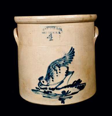 HAXSTUN / FORT EDWARD, NY Stoneware Chicken Pecking Corn Crock