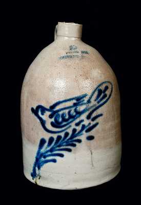 F.B. NORTON SONS. / WORCESTER, MASS. Stoneware Jug with Dove Decoration