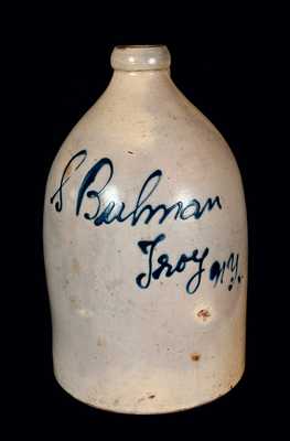 Stoneware Jug with Troy, NY Script Advertising
