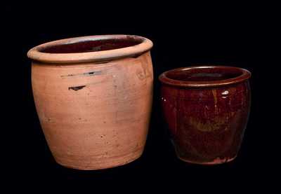 Lot of Two: C. LINK (Exeter, PA) Ovoid Redware Cream Jars