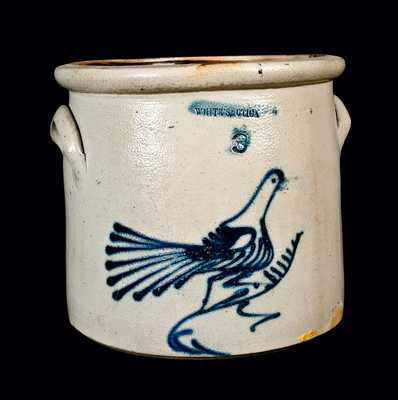 WHITES UTICA Stoneware Crock with Slip-Trailed Bird Decoration
