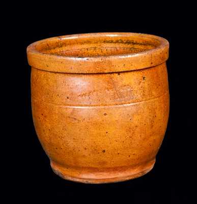 Small Redware Cream Jar with Orange Glaze Signed JOHN W. BELL / Waynesboro, Pa