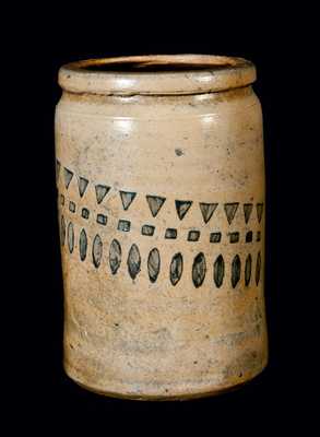 Stenciled Stoneware Jar attrib. A. P. DONAGHHO, Parkersburg, WV