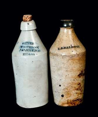 Lot of Two: Stoneware Bottles, One Advertising SMITH'S WHITEROOT