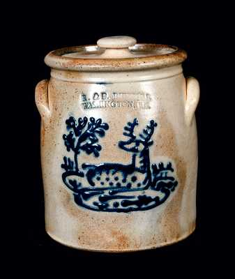 R. & B. DIEBBOLL / WASHINGTON, MI Contemporary Stoneware Crock with Deer