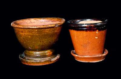 Lot of Two: Redware Flowerpots