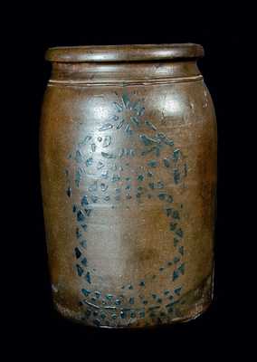 Western PA Stoneware Jar with Stenciled Woman Decoration