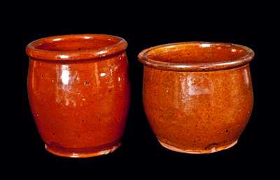 Lot of Two: Small Lead-Glazed Redware Cream Jars