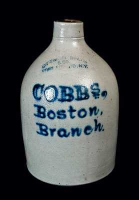 OTTMAN BROS. Stoneware Jug with COBBS / BOSTON / BRANCH Advertising
