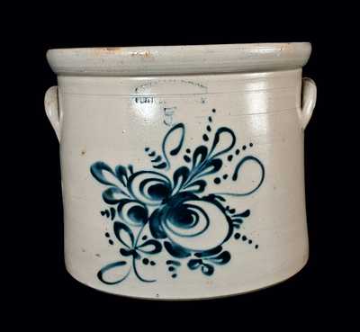 OTTMAN BROS / FORT EDWARD, NY Stoneware Crock with Floral Decoration