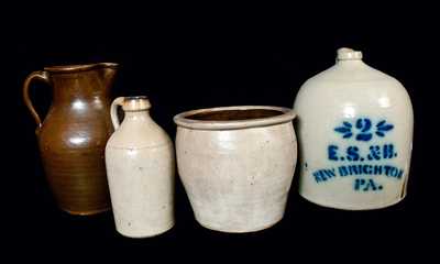 Lot of Four: Stoneware including E. S. & B. Jug and F. H. COWDEN Jar